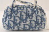 Authentic Christian Dior Trotter No.2 Hand Bag Purse Pile Blue White 9646I