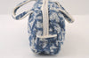 Authentic Christian Dior Trotter No.2 Hand Bag Purse Pile Blue White 9646I
