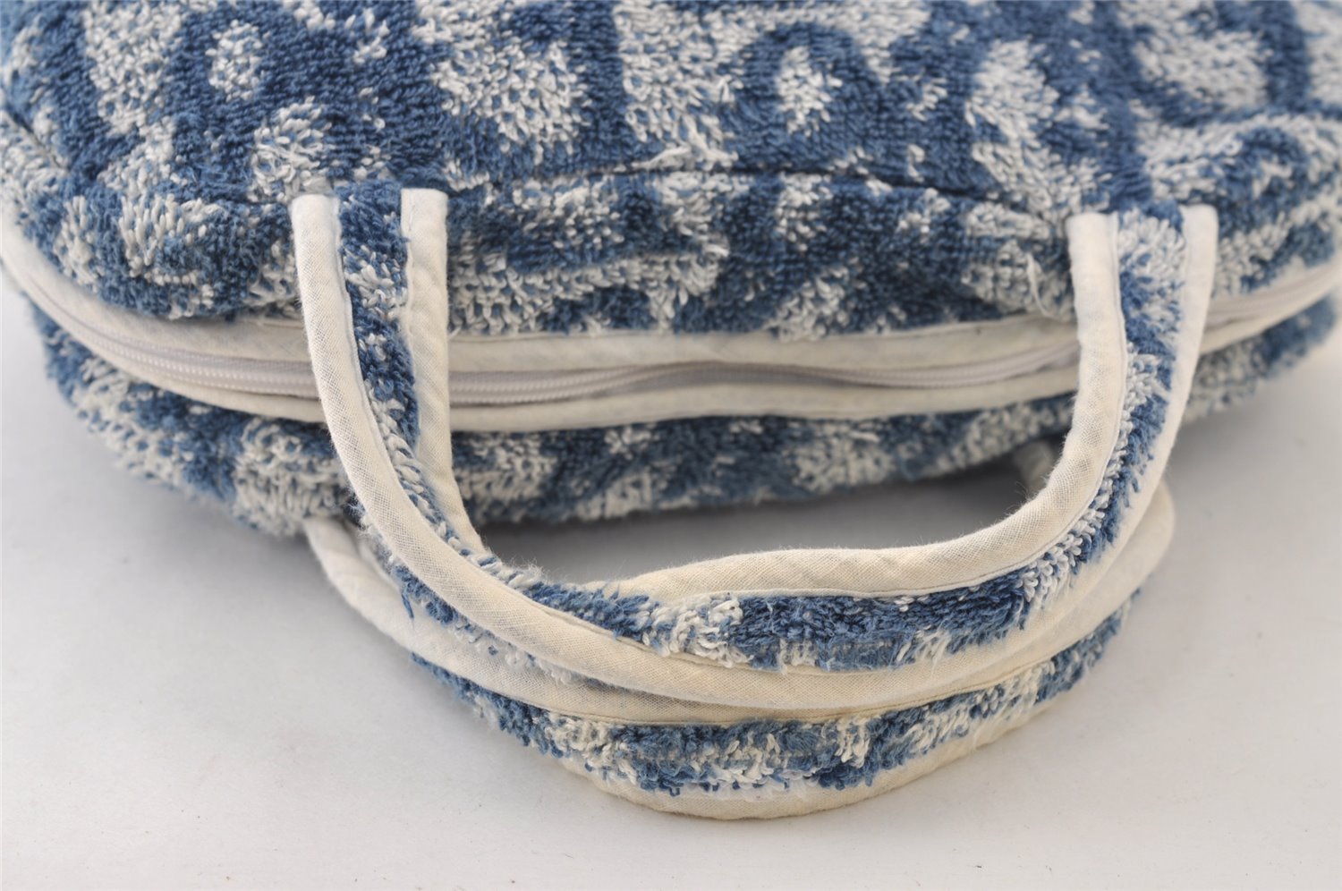 Authentic Christian Dior Trotter No.2 Hand Bag Purse Pile Blue White 9646I