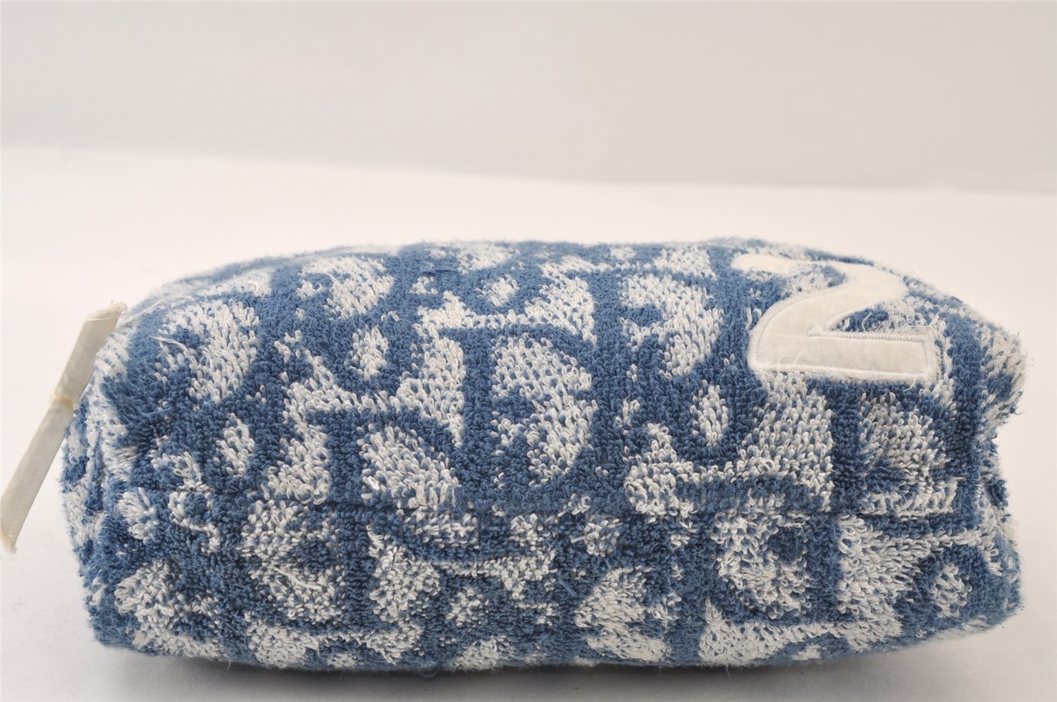 Authentic Christian Dior Trotter No.2 Hand Bag Purse Pile Blue White 9646I