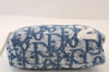 Authentic Christian Dior Trotter No.2 Hand Bag Purse Pile Blue White 9646I