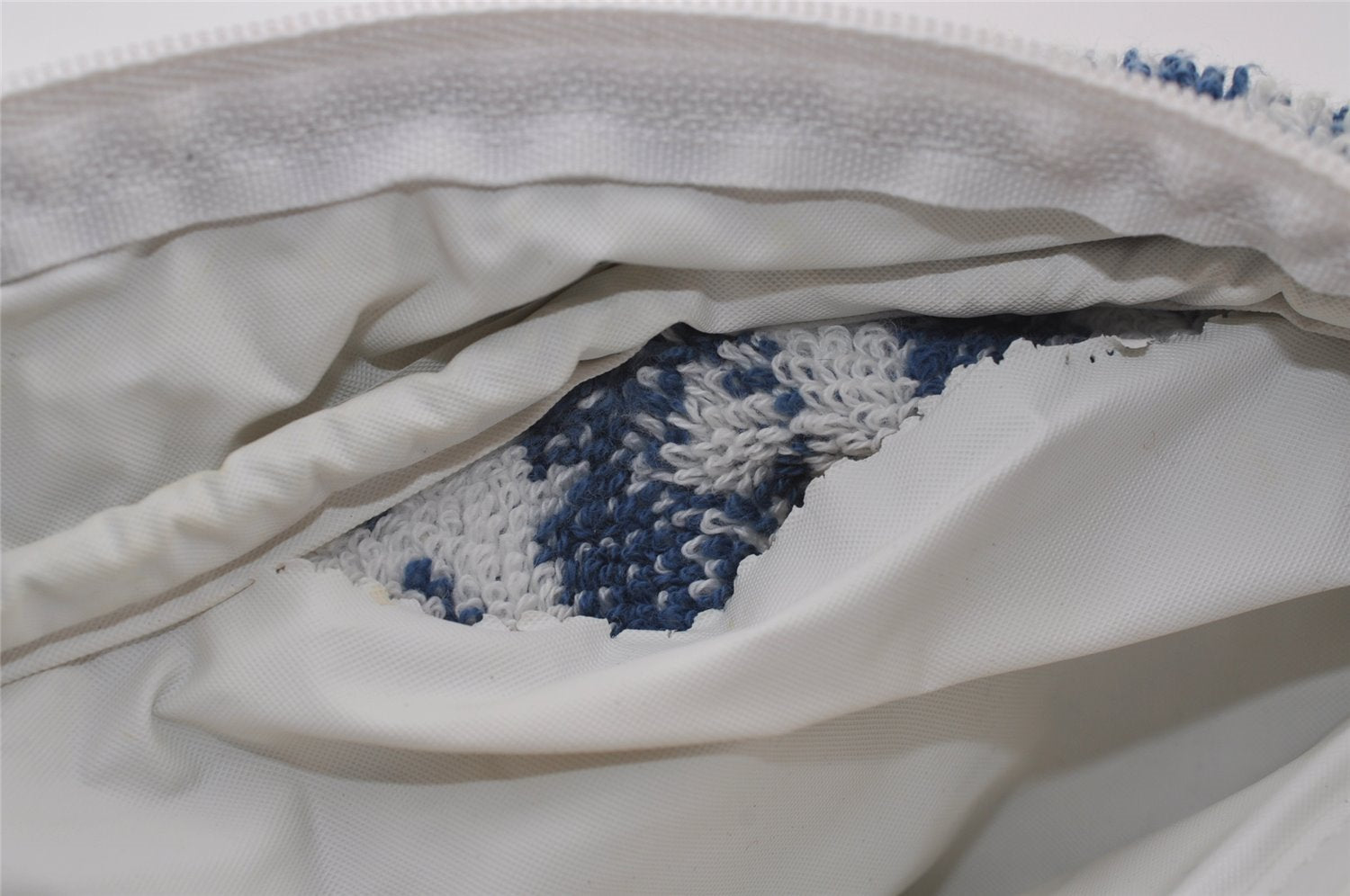 Authentic Christian Dior Trotter No.2 Hand Bag Purse Pile Blue White 9646I