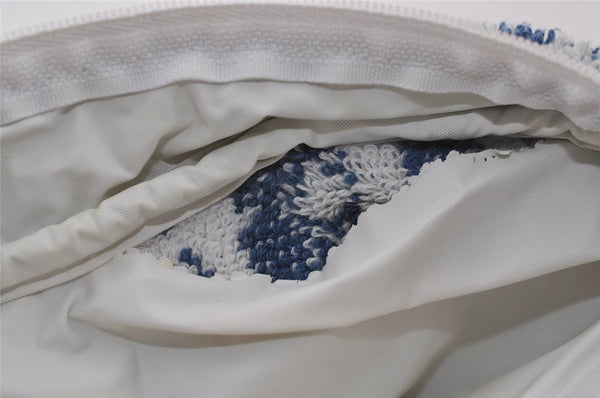 Authentic Christian Dior Trotter No.2 Hand Bag Purse Pile Blue White 9646I