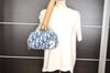 Authentic Christian Dior Trotter No.2 Hand Bag Purse Pile Blue White 9646I