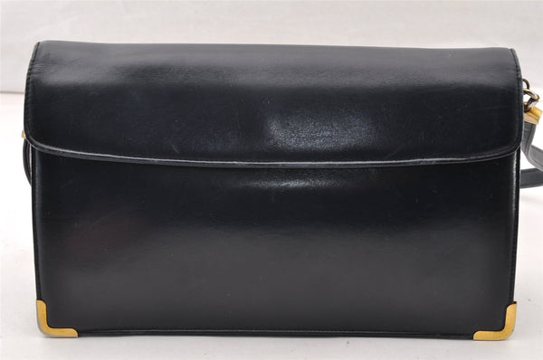 Authentic Christian Dior Vintage Shoulder Bag Purse Leather Black CD 9649I