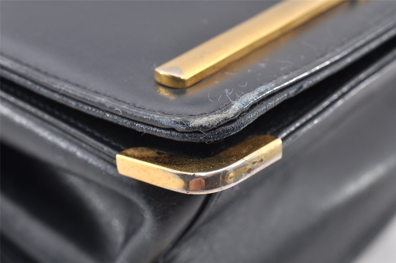Authentic Christian Dior Vintage Shoulder Bag Purse Leather Black CD 9649I