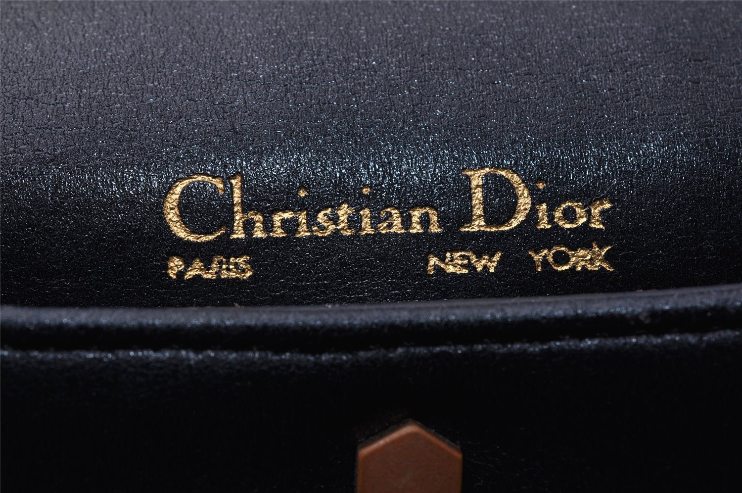Authentic Christian Dior Vintage Shoulder Bag Purse Leather Black CD 9649I