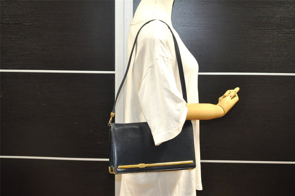Authentic Christian Dior Vintage Shoulder Bag Purse Leather Black CD 9649I