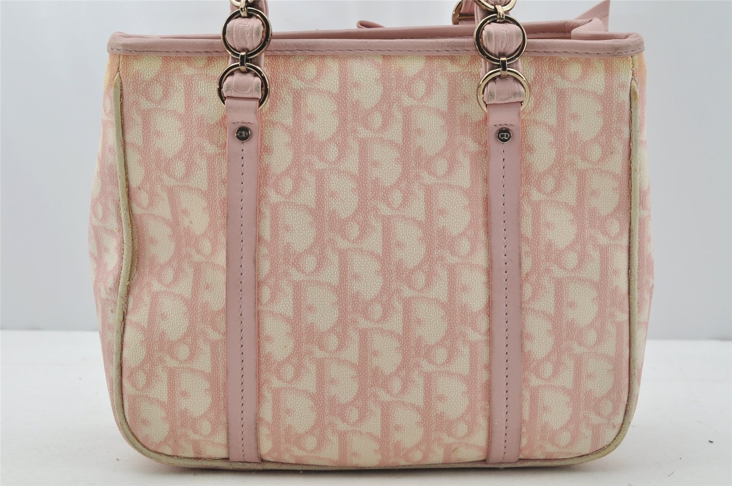 Authentic Christian Dior Trotter Romantic Hand Bag Purse PVC Leather Pink 9650I