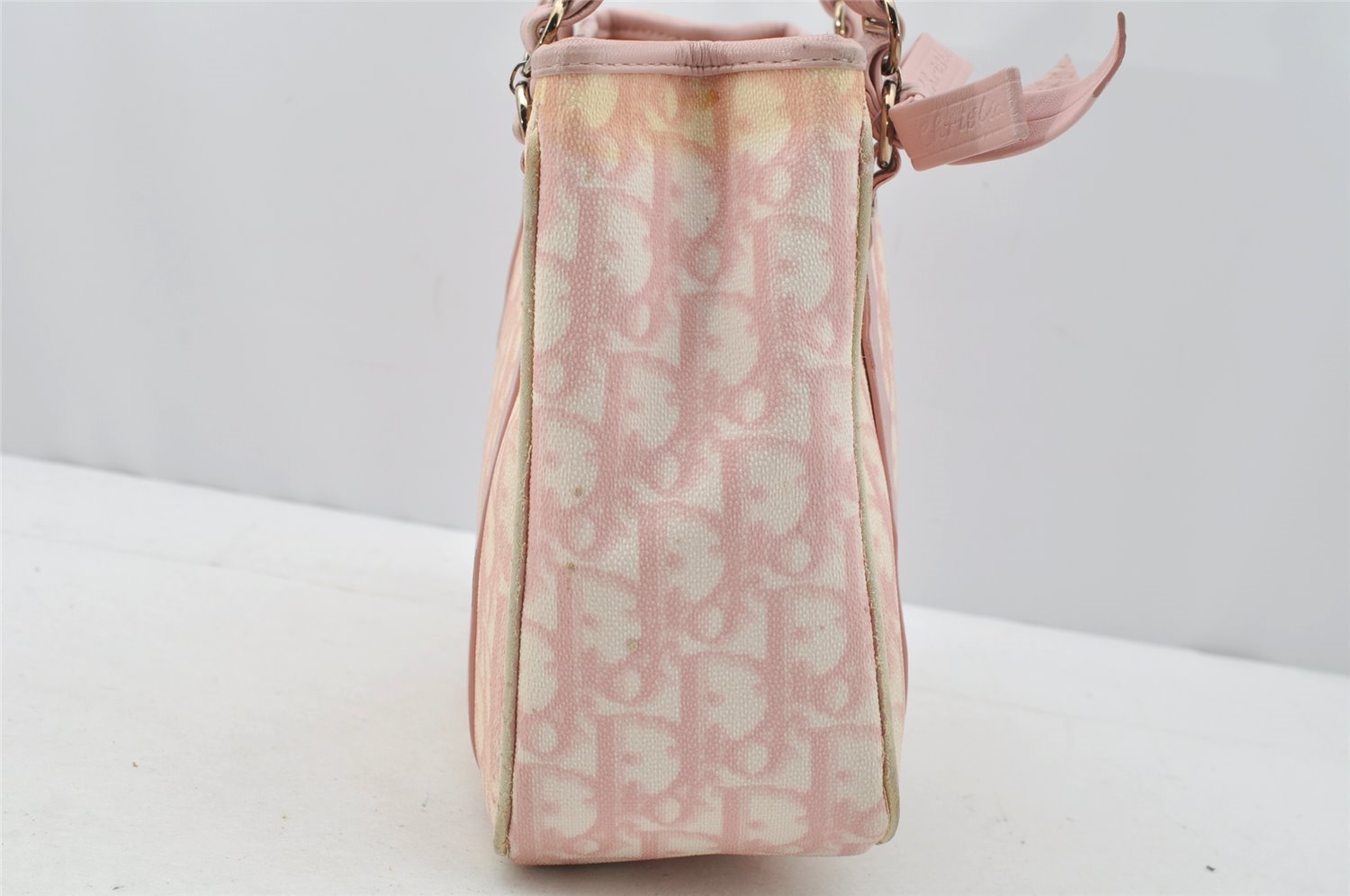 Authentic Christian Dior Trotter Romantic Hand Bag Purse PVC Leather Pink 9650I