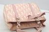 Authentic Christian Dior Trotter Romantic Hand Bag Purse PVC Leather Pink 9650I