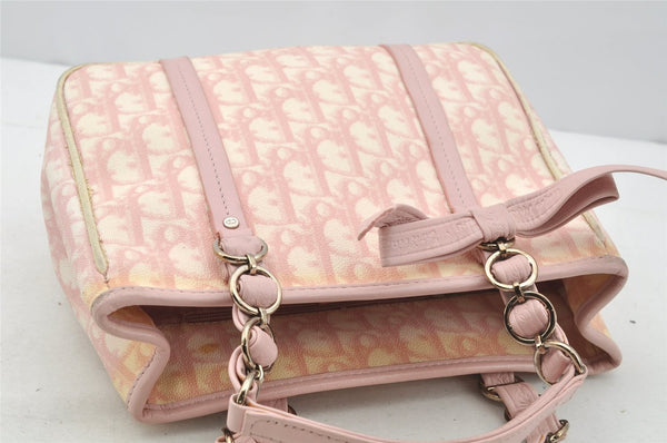 Authentic Christian Dior Trotter Romantic Hand Bag Purse PVC Leather Pink 9650I