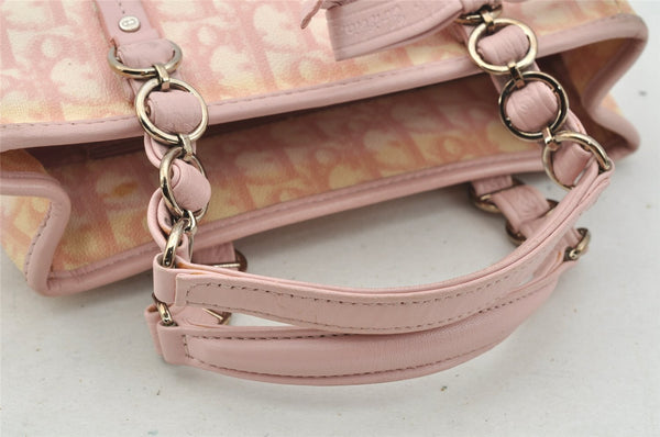 Authentic Christian Dior Trotter Romantic Hand Bag Purse PVC Leather Pink 9650I
