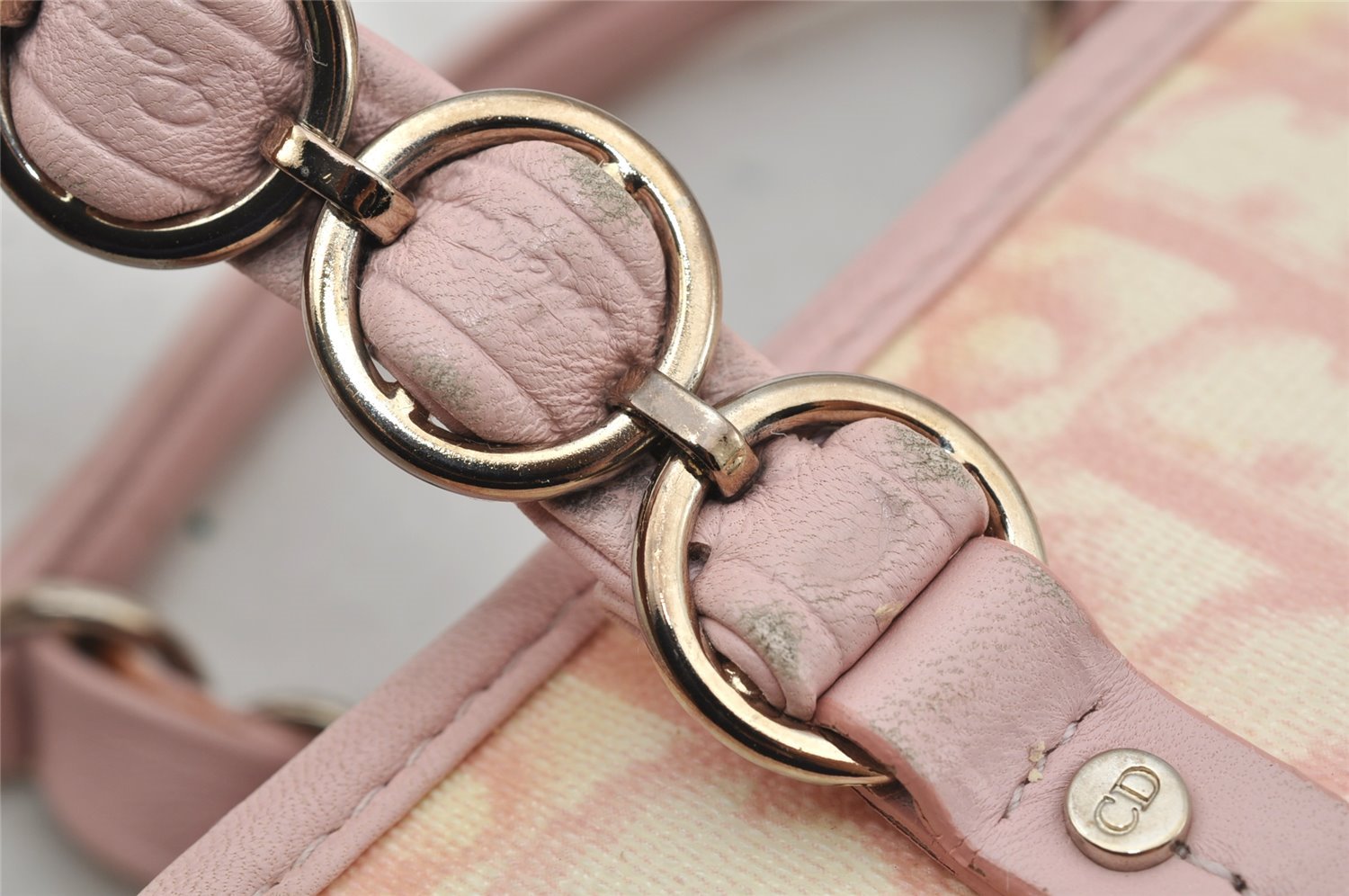 Authentic Christian Dior Trotter Romantic Hand Bag Purse PVC Leather Pink 9650I