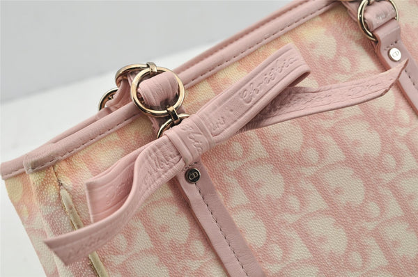 Authentic Christian Dior Trotter Romantic Hand Bag Purse PVC Leather Pink 9650I