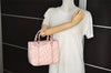 Authentic Christian Dior Trotter Romantic Hand Bag Purse PVC Leather Pink 9650I