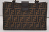 Authentic FENDI Zucca Vintage Shoulder Tote Bag Purse Canvas Leather Brown 9652I