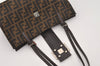 Authentic FENDI Zucca Vintage Shoulder Tote Bag Purse Canvas Leather Brown 9652I