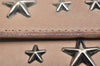 Authentic JIMMY CHOO Vintage Star Studs Leather Trifold Wallet Purse Beige 9652J