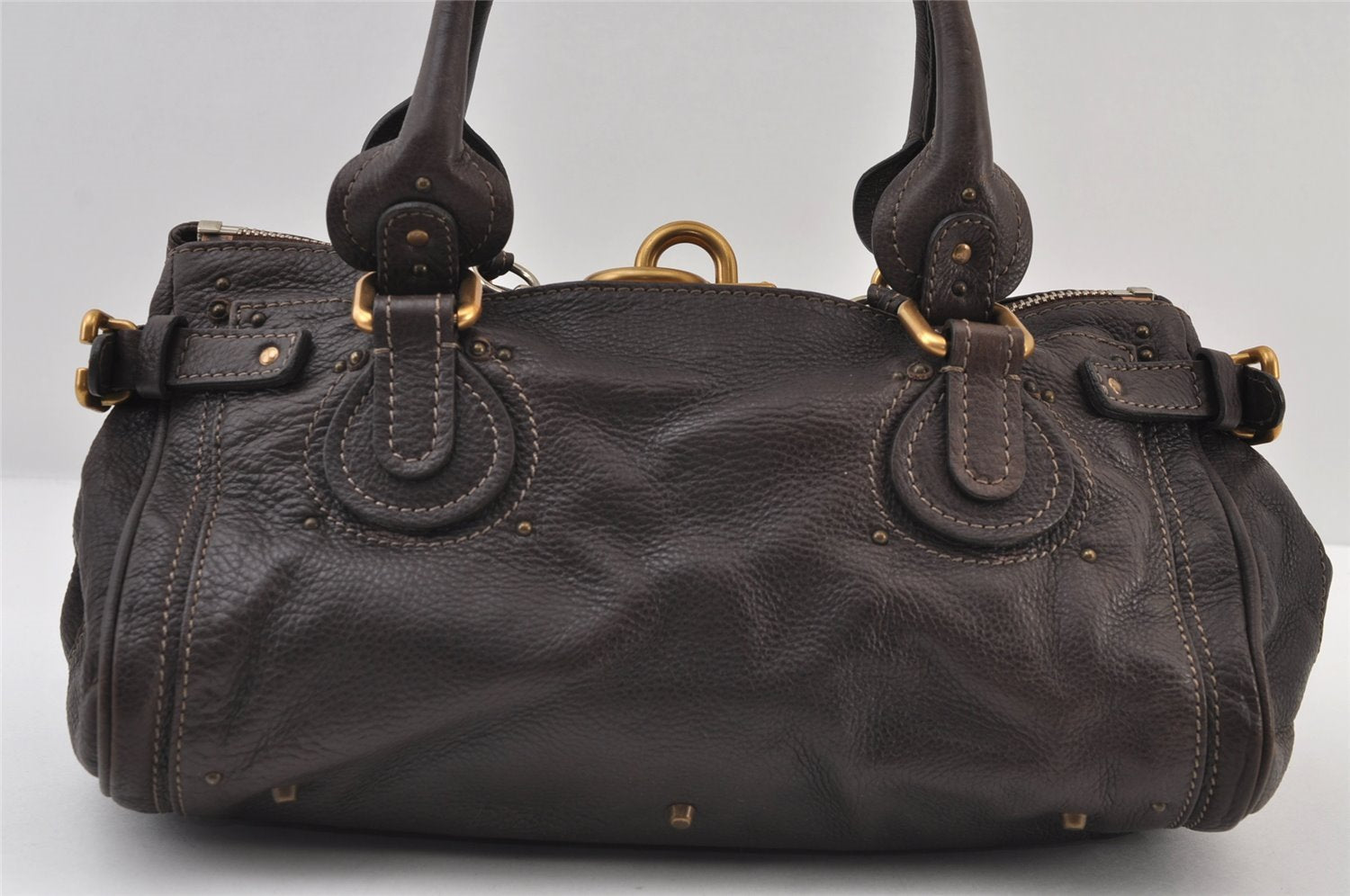 Authentic Chloe Vintage Paddington Leather Shoulder Hand Bag Brown 9653I