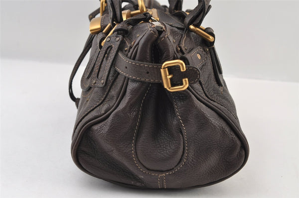 Authentic Chloe Vintage Paddington Leather Shoulder Hand Bag Brown 9653I