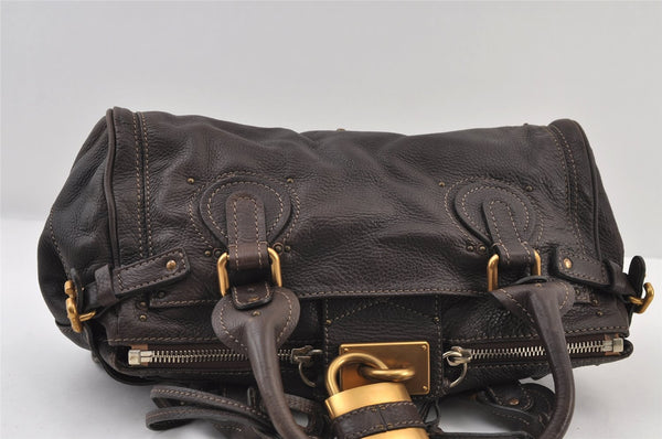 Authentic Chloe Vintage Paddington Leather Shoulder Hand Bag Brown 9653I