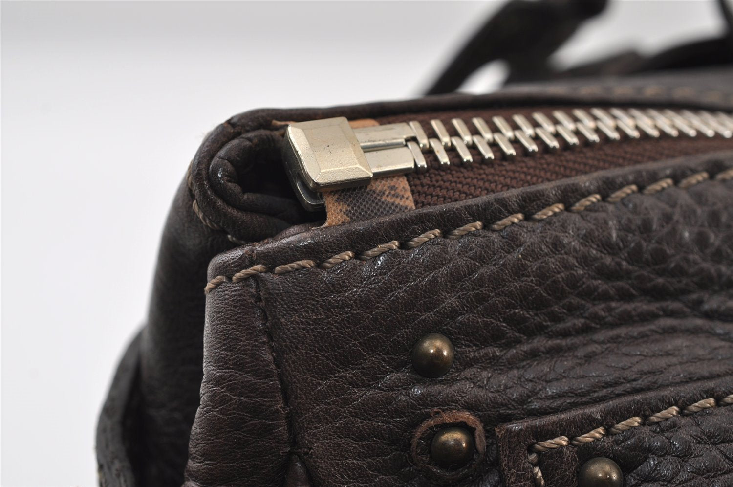 Authentic Chloe Vintage Paddington Leather Shoulder Hand Bag Brown 9653I