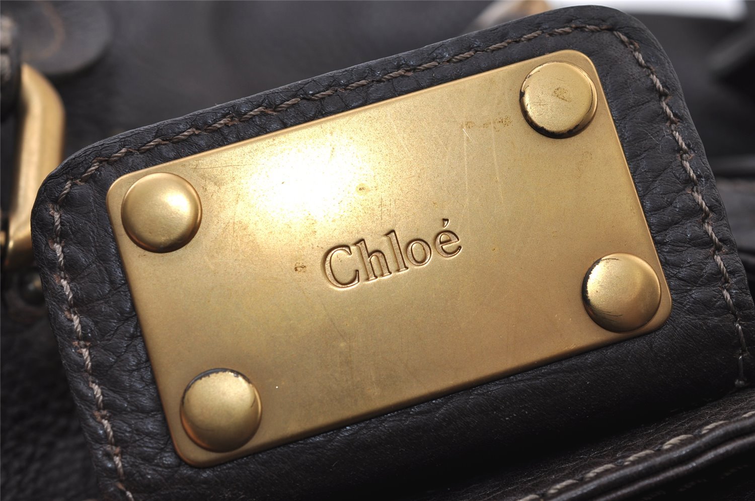 Authentic Chloe Vintage Paddington Leather Shoulder Hand Bag Brown 9653I