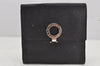 Authentic BVLGARI BVLGARI BVLGARI Leather Bifold Wallet Purse Black 9653J