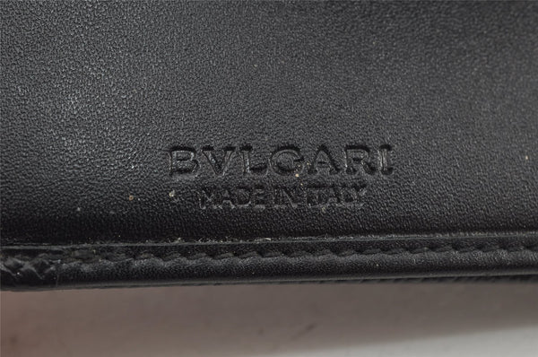 Authentic BVLGARI BVLGARI BVLGARI Leather Bifold Wallet Purse Black 9653J