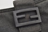 Authentic FENDI Vintage Shoulder Hand Bag Purse Jersey Leather Gray 9654I