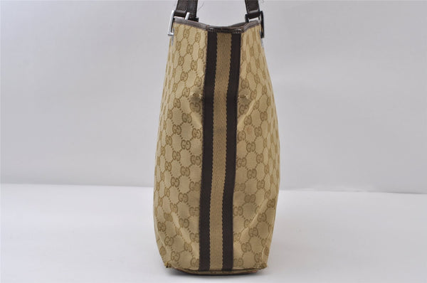 Authentic GUCCI Sherry Line Tote Bag GG Canvas Leather 31243 Beige 9658I