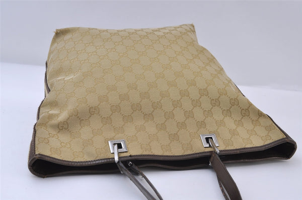 Authentic GUCCI Sherry Line Tote Bag GG Canvas Leather 31243 Beige 9658I