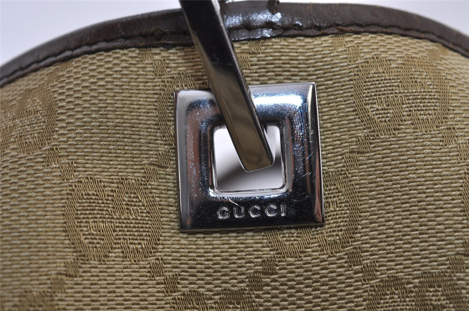 Authentic GUCCI Sherry Line Tote Bag GG Canvas Leather 31243 Beige 9658I