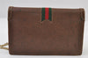 Authentic GUCCI Web Sherry Line Chain Shoulder Cross Bag Leather Brown 9659I