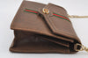 Authentic GUCCI Web Sherry Line Chain Shoulder Cross Bag Leather Brown 9659I