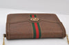 Authentic GUCCI Web Sherry Line Chain Shoulder Cross Bag Leather Brown 9659I