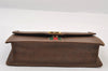 Authentic GUCCI Web Sherry Line Chain Shoulder Cross Bag Leather Brown 9659I