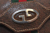 Authentic GUCCI Web Sherry Line Chain Shoulder Cross Bag Leather Brown 9659I