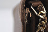 Authentic GUCCI Web Sherry Line Chain Shoulder Cross Bag Leather Brown 9659I
