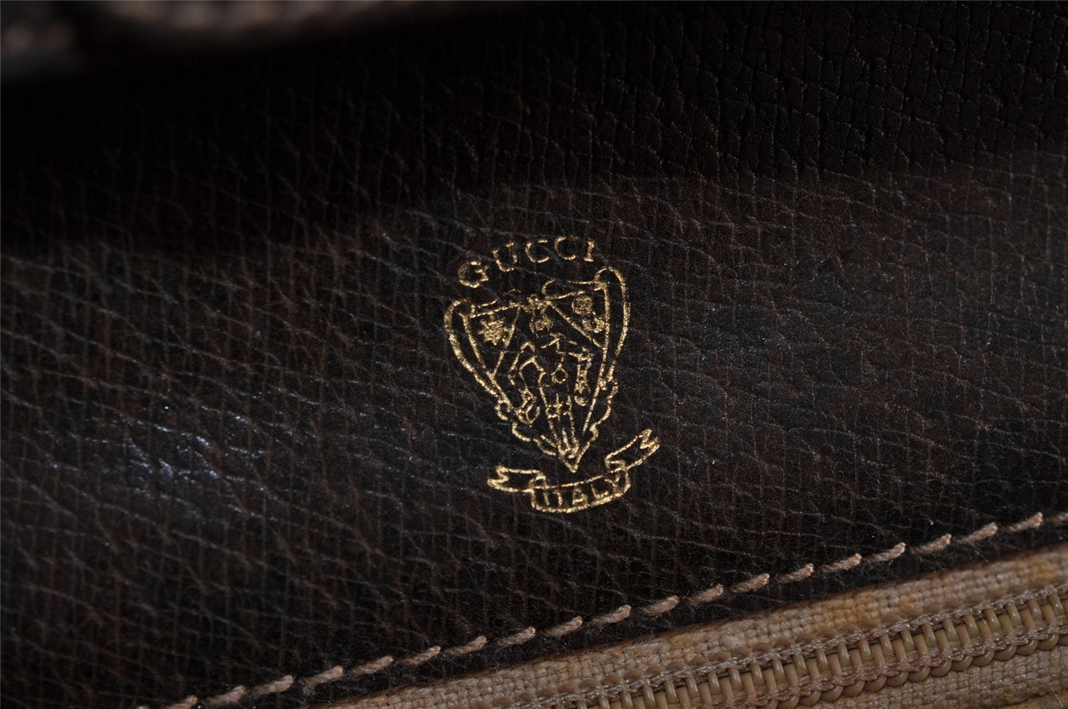 Authentic GUCCI Web Sherry Line Chain Shoulder Cross Bag Leather Brown 9659I