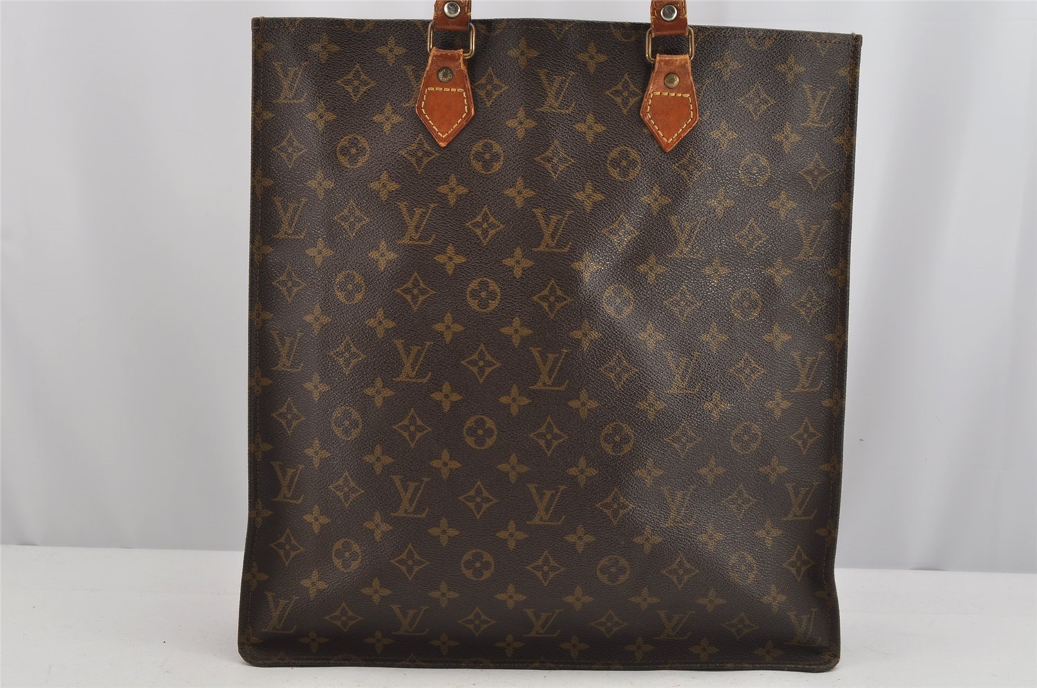 Authentic Louis Vuitton Monogram Sac Plat Hand Tote Bag Old Model LV Junk 9659J