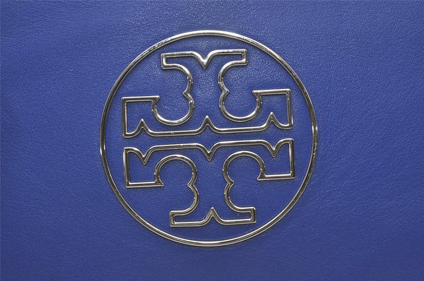 Authentic TORY BURCH Isabella Chain Shoulder Clutch Bag Purse Leather Blue 9660I