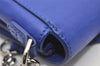 Authentic TORY BURCH Isabella Chain Shoulder Clutch Bag Purse Leather Blue 9660I