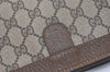 Authentic GUCCI Web Sherry Line Clutch Hand Bag Purse GG PVC Leather Brown 9661I