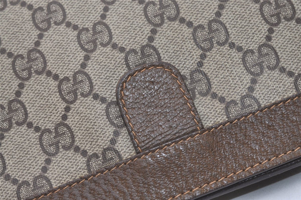 Authentic GUCCI Web Sherry Line Clutch Hand Bag Purse GG PVC Leather Brown 9661I