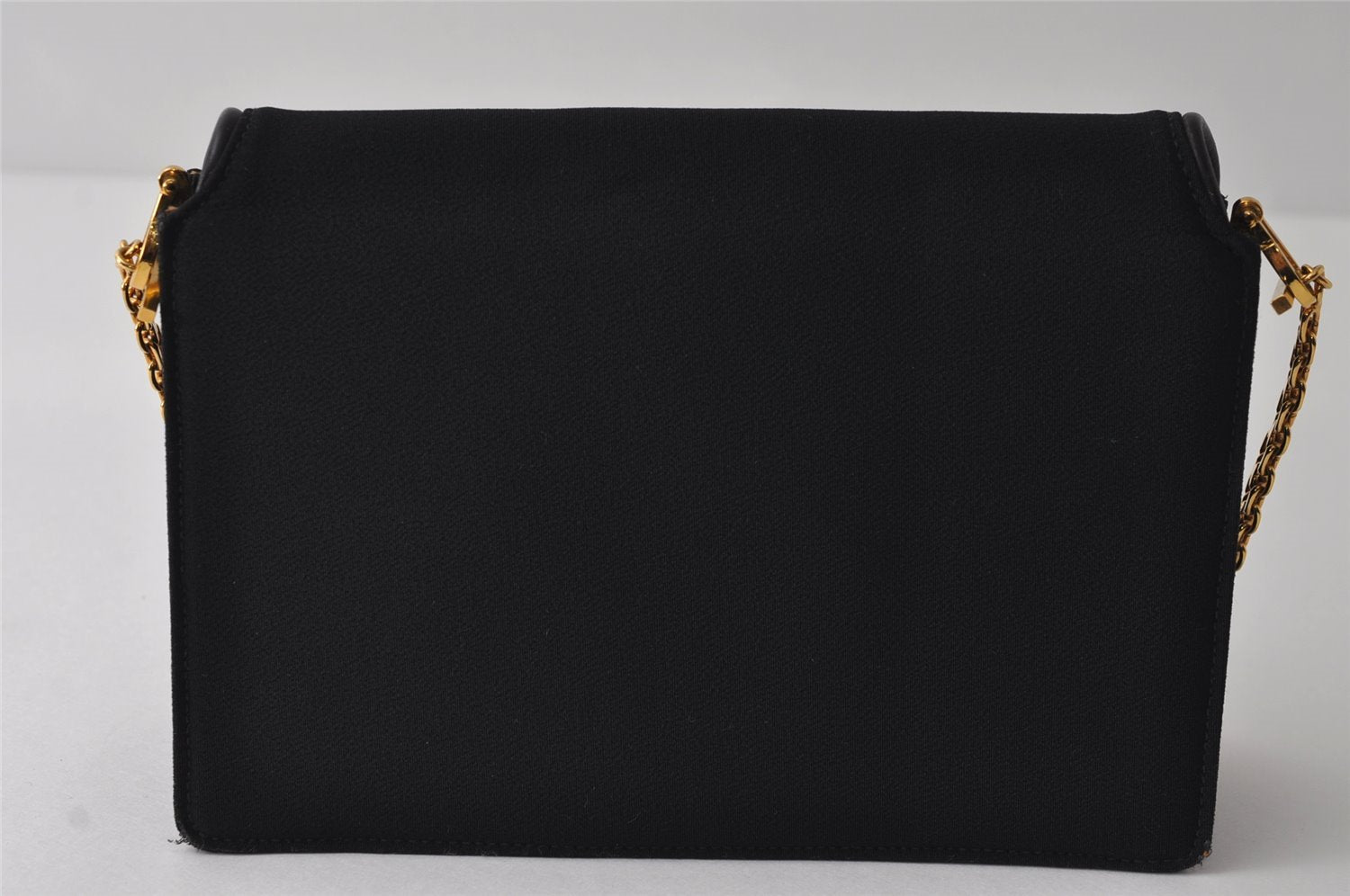 Authentic GUCCI Chain Shoulder Cross Bag Purse Cotton Leather Black 9662I