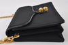 Authentic GUCCI Chain Shoulder Cross Bag Purse Cotton Leather Black 9662I