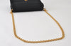 Authentic GUCCI Chain Shoulder Cross Bag Purse Cotton Leather Black 9662I
