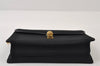 Authentic GUCCI Chain Shoulder Cross Bag Purse Cotton Leather Black 9662I
